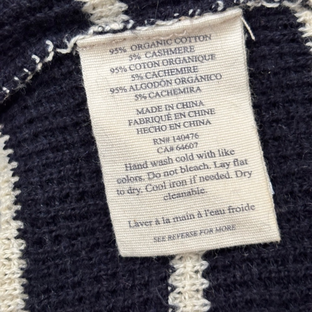 Faherty Striped Crewneck Sweater Organic Cotton Cashmere Blend Size S - Picture 6 of 6